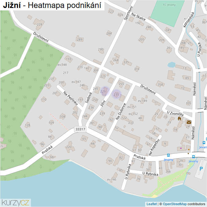 Mapa Jižní - Firmy v ulici.