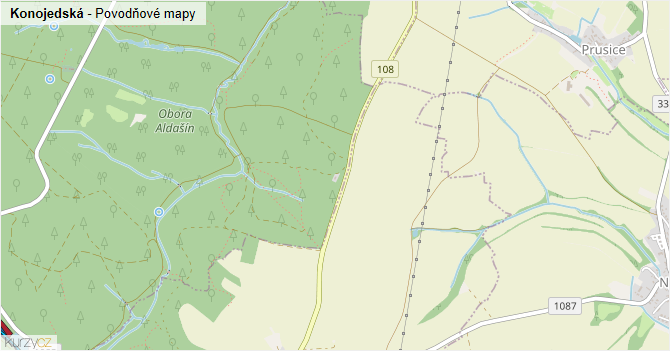 Konojedská - záplavové mapy stoleté vody
