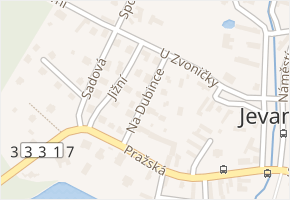 Na Dubince v obci Jevany - mapa ulice