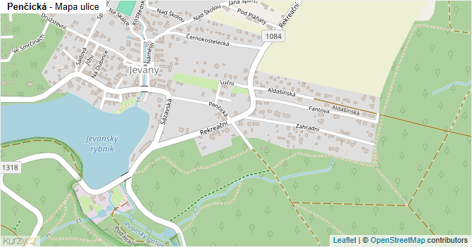 Penčická - mapa ulice