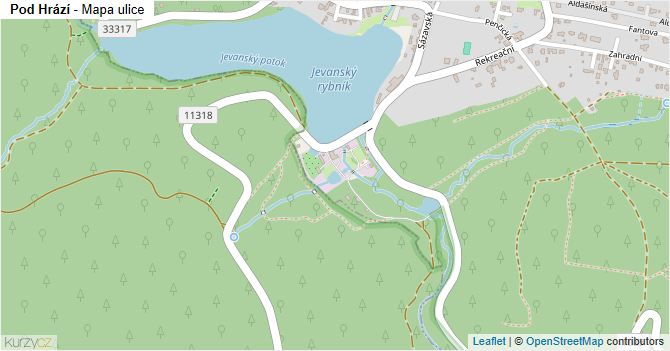 Pod Hrází - mapa ulice