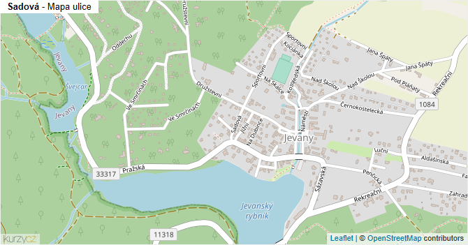 Sadová - mapa ulice