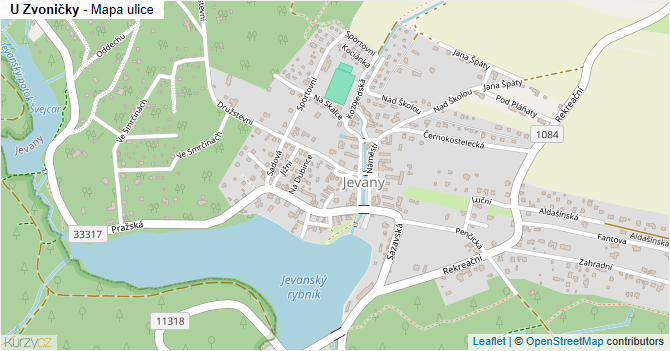 U Zvoničky - mapa ulice