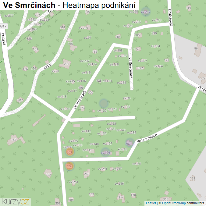 Mapa Ve Smrčinách - Firmy v ulici.