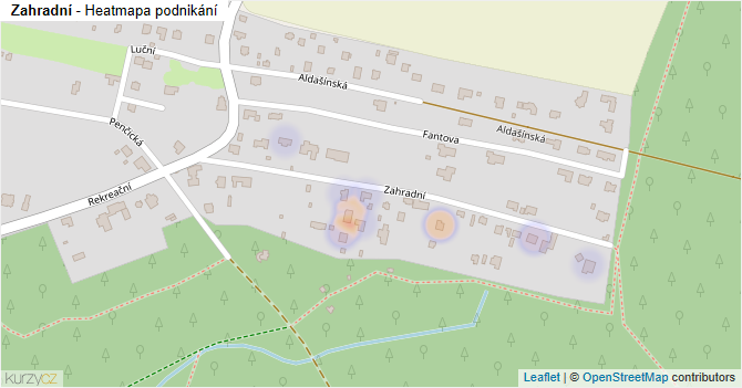 Zahradní - mapa podnikání