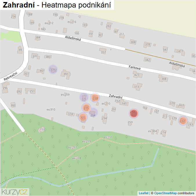 Mapa Zahradní - Firmy v ulici.