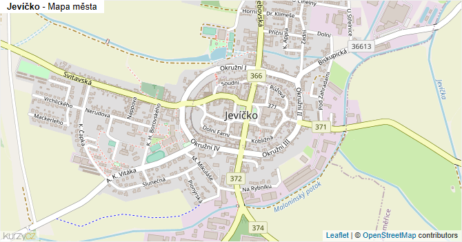 Jevíčko - mapa města