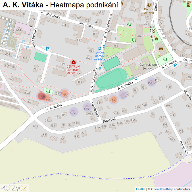 Mapa A. K. Vitáka - Firmy v ulici.