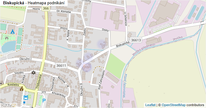Biskupická - mapa podnikání