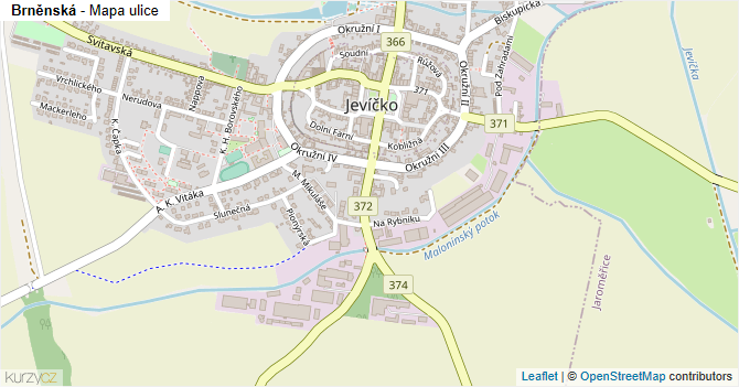 Brněnská - mapa ulice
