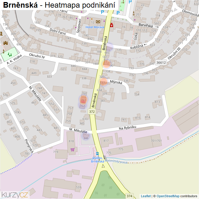 Mapa Brněnská - Firmy v ulici.