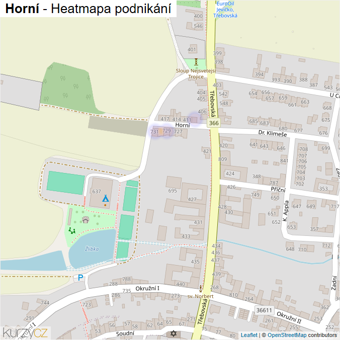 Mapa Horní - Firmy v ulici.