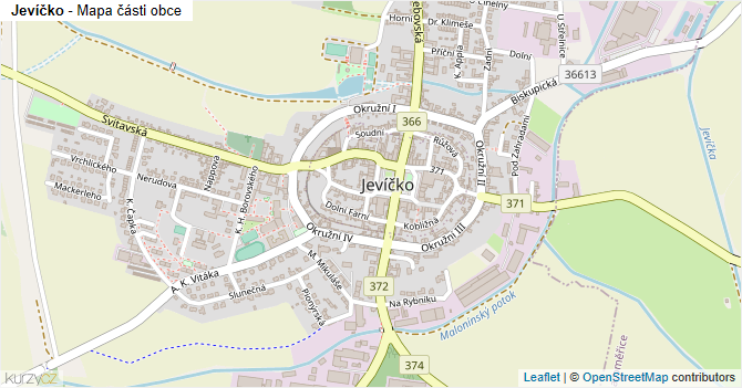 Jevíčko - mapa části obce