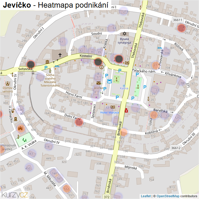 Mapa Jevíčko - Firmy v části obce.