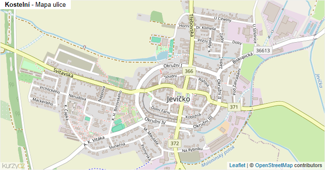 Kostelní - mapa ulice