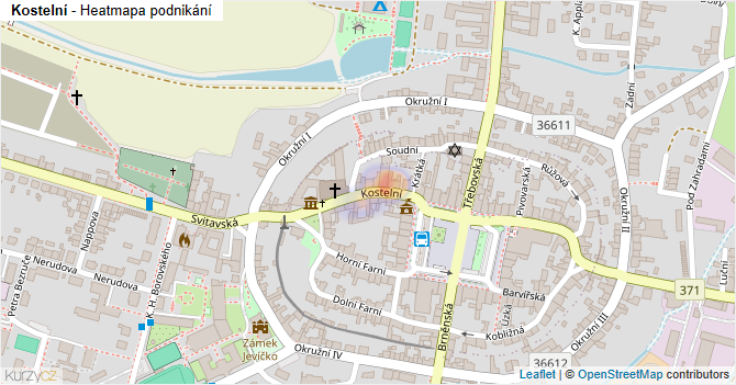 Kostelní - mapa podnikání