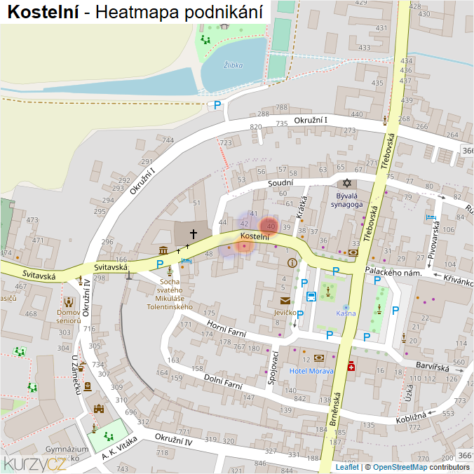 Mapa Kostelní - Firmy v ulici.