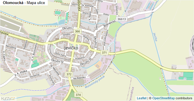 Olomoucká - mapa ulice