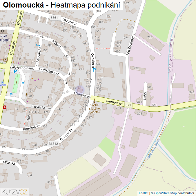Mapa Olomoucká - Firmy v ulici.