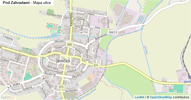Pod Zahradami - mapa ulice