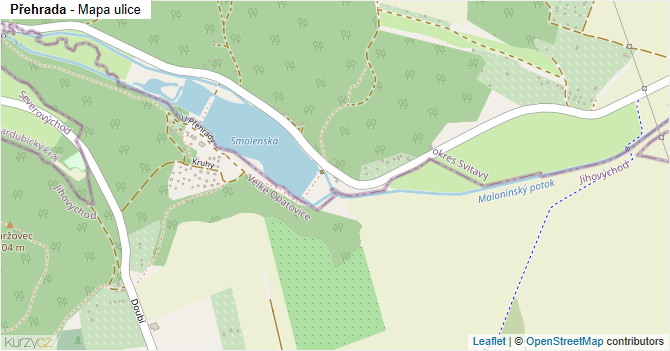 Přehrada - mapa ulice