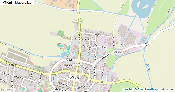 Příční - mapa ulice