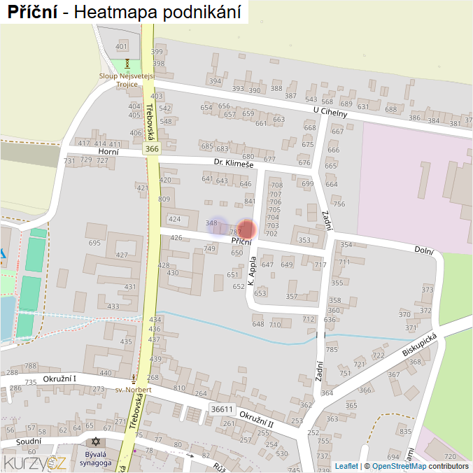 Mapa Příční - Firmy v ulici.