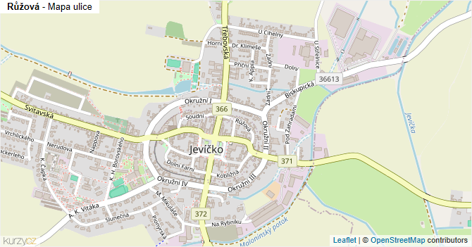 Růžová - mapa ulice