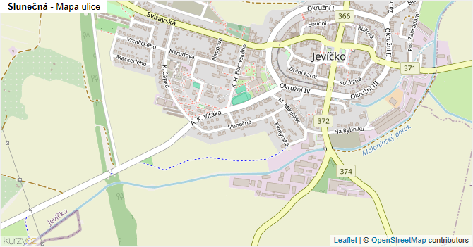 Slunečná - mapa ulice