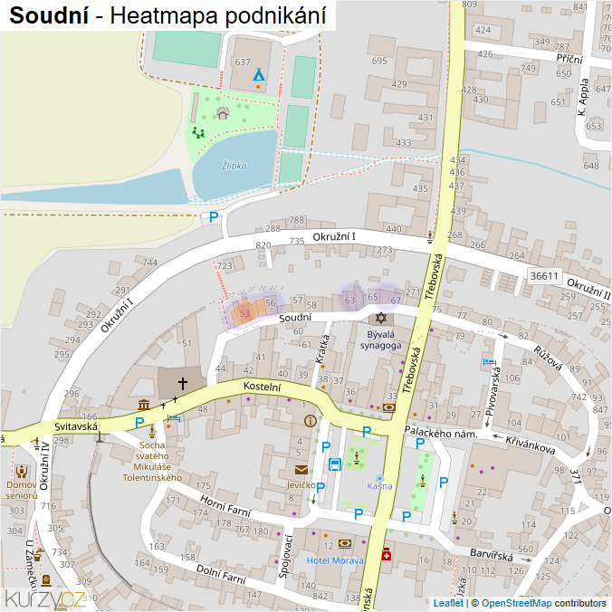 Mapa Soudní - Firmy v ulici.