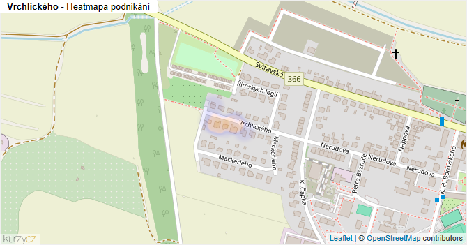 Vrchlického - mapa podnikání