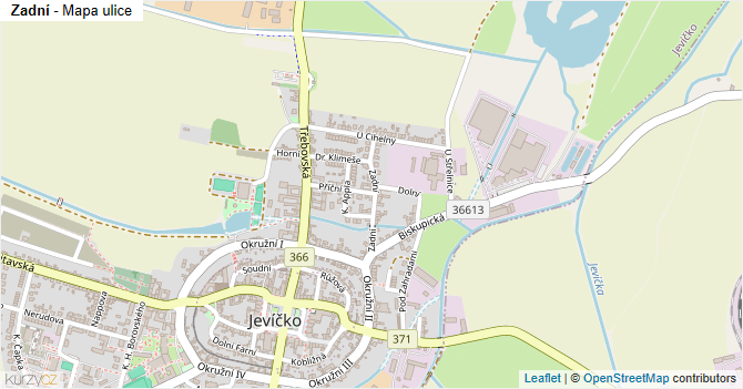 Zadní - mapa ulice