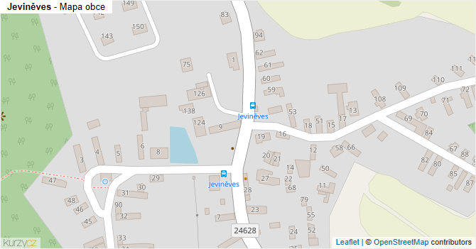 Jeviněves - mapa obce