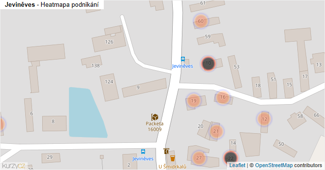 Jeviněves - mapa podnikání