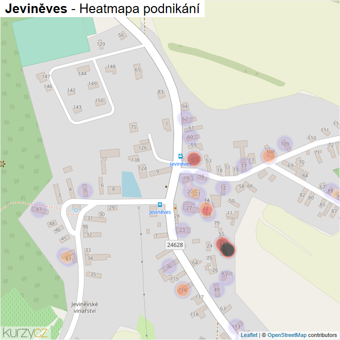 Mapa Jeviněves - Firmy v části obce.
