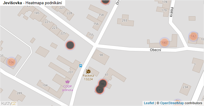 Jevišovka - mapa podnikání