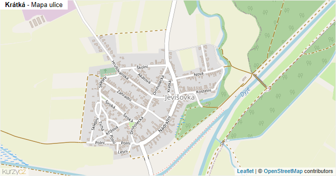 Krátká - mapa ulice