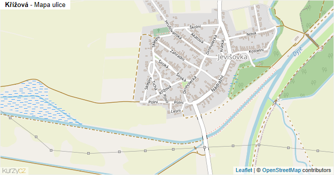 Křížová - mapa ulice