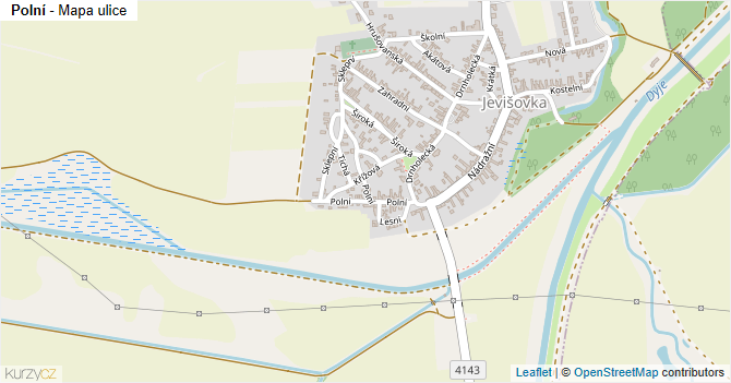 Polní - mapa ulice