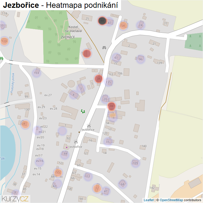 Mapa Jezbořice - Firmy v části obce.