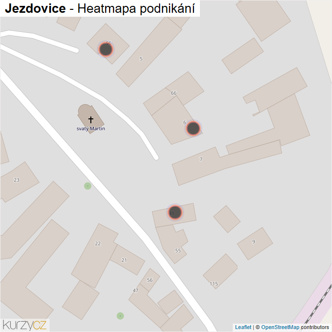 Mapa Jezdovice - Firmy v obci.