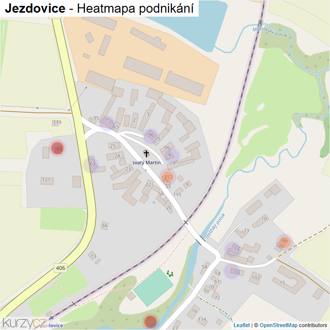 Mapa Jezdovice - Firmy v části obce.