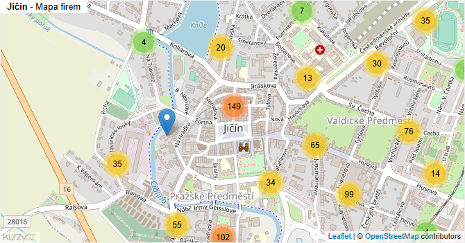 Jičín - mapa firem