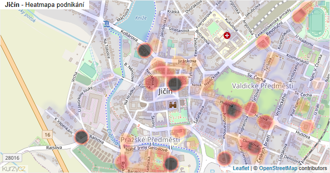 Jičín - mapa podnikání