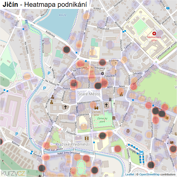 Mapa Jičín - Firmy v obci.