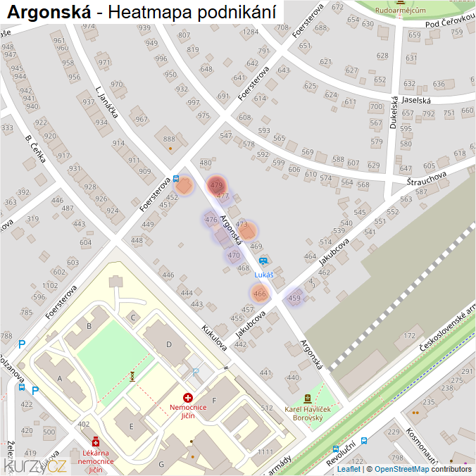 Mapa Argonská - Firmy v ulici.