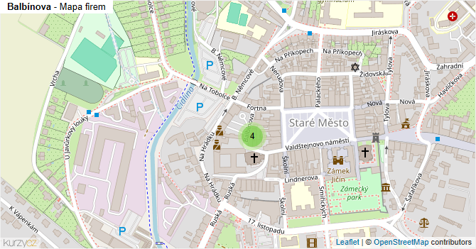 Balbínova - mapa firem