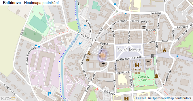 Balbínova - mapa podnikání