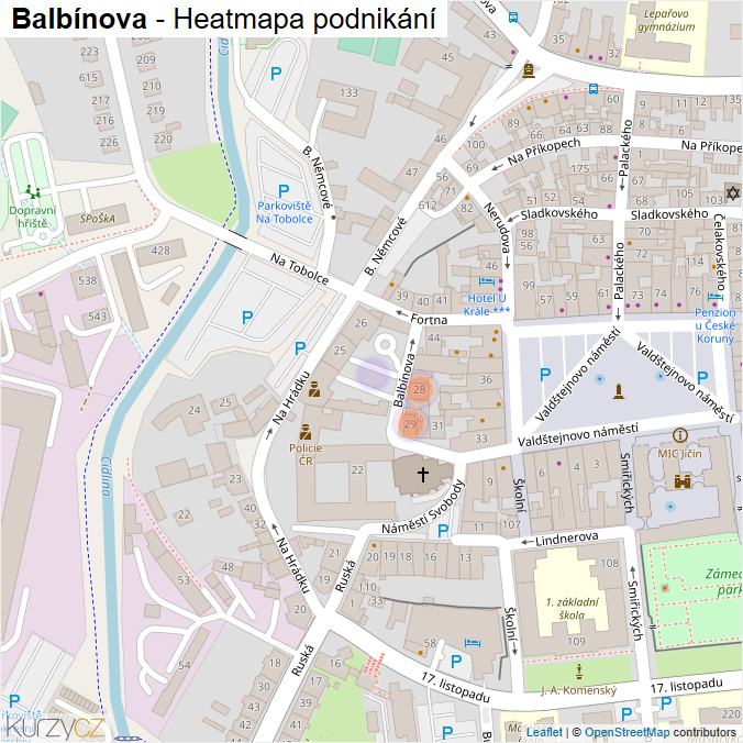 Mapa Balbínova - Firmy v ulici.