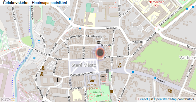 Čelakovského - mapa podnikání
